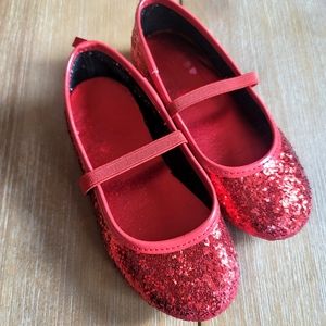 Girls Ruby Slippers Red Glitter Flats